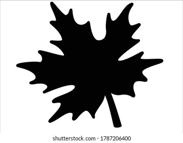 Maple leaf - black silhouette - stock illustration for pictogram or logo. Maple leaf silhouette - sign or icon.