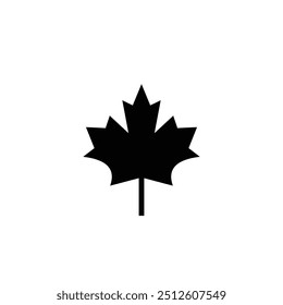 Maple leaf black and white flat vector icon design. Maple leaf symbol and clip art