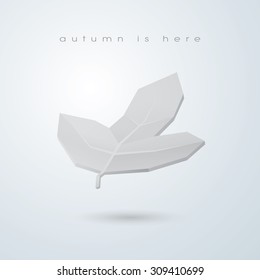 Maple leaf black and white. Low polygonal vector design. Autumn symbol background.  Eps10 vector illustration.