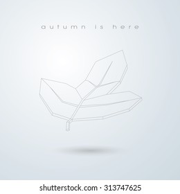 Maple leaf black and white. Low polygonal line vector design. Autumn symbol background. Outline art. Eps10 vector illustration.