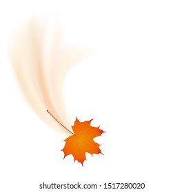 Maple leaf blown away by the wind in autumn, Vector illustration isolated on white background