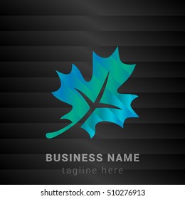 Maple Leaf Blue,Green and Black silk fashion premium icon / Logo