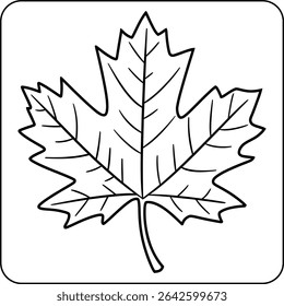 Maple Leaf Bold Line Coloring Page
