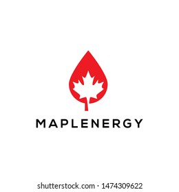 maple leaf canada canadian oil drop or energy logo design vector icon illustration inpsiration