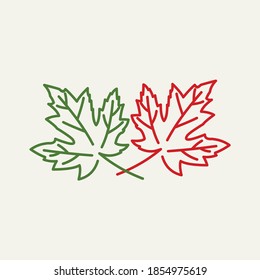 maple leaf canada with line art logo design vector