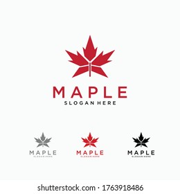 maple leaf canada logo design vector