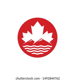 Maple leaf of Canada and Mountain Hill Icon and Symbol. Logo Vector. Eps 10.