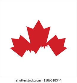 Maple Leaf Canada Mountain Hill Icon Stock Vector
