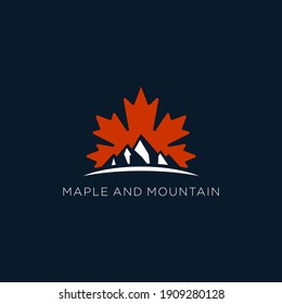 Maple leaf of Canada and Mountain Hill Icon and Symbol. Logo Vector