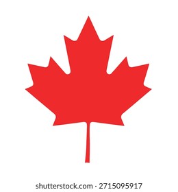 Hoja de arce símbolo nacional de Canadá bandera de forma roja Ilustración vectorial simple.
