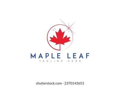 Maple Leaf Canada Sign Symbol Icon Logo Red Color Autumn Element Concept North Star Creative Concept