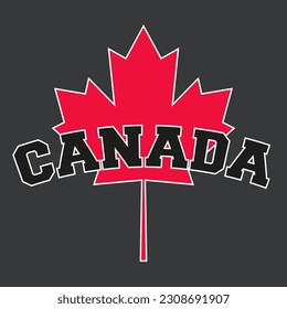 Maple leaf with canada written on the front vector illustration.