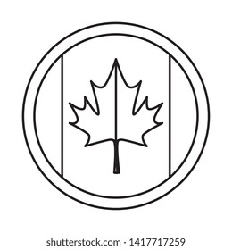 maple leaf canadian button vector illustration