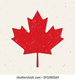 Maple leaf of the Canadian flag with grunge texture.