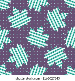 Maple leaf canadian seamless pattern dots Scottish cell