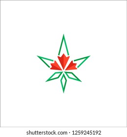 Maple leaf and Cannabis - logo template