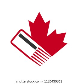 Maple Leaf with card symbol. vector logo.
