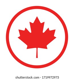 Maple leaf and circle on white