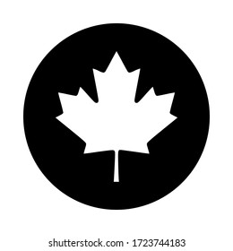 Maple leaf and circle on white