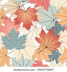 Maple leaf color seamless pattern background