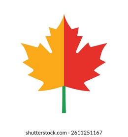 Maple leaf colorful silhouette isolated on white background