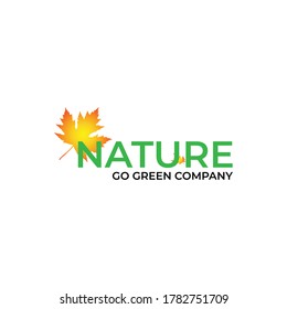 Maple leaf combine with text for simple nature company logo 