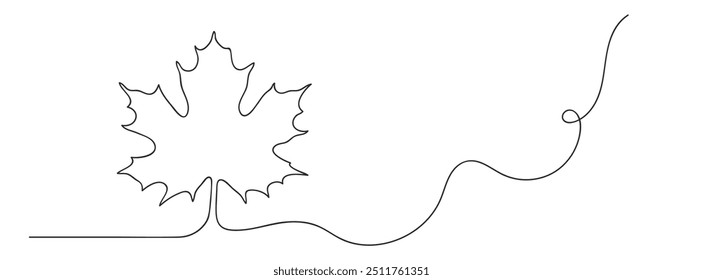 Maple leaf. Continuous line art drawing. Minimalist simple design for autumn concept, Thanksgiving