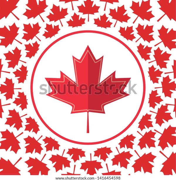 Maple Leaf Decoration Background Happy Canada Stock Vector