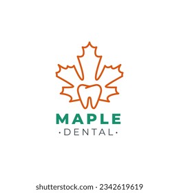 maple leaf dental logo vector icon