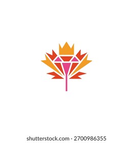 Ahornblatt und Diamant-Logo-Design.