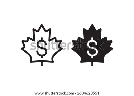 Maple leaf dollar icon for Canadian finance Vector