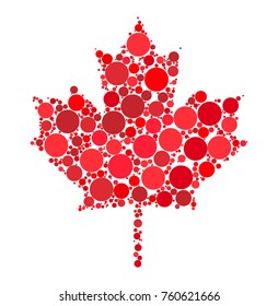 Maple leaf dotted vector design isolated on white background