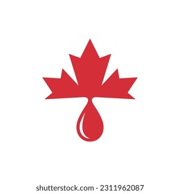 Maple Leaf with Drop Logo, water drop sign logo.
