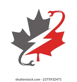 Maple leaf with electric symbol.