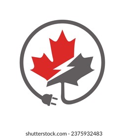 Ahornblatt mit elektrischem Symbol.