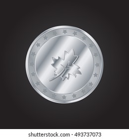 Maple Leaf embossed realistic silver / platinum coin precious Icon / Logo Design