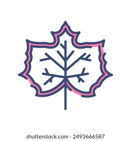 Maple Leaf Filled Color Icon, Vector illustration