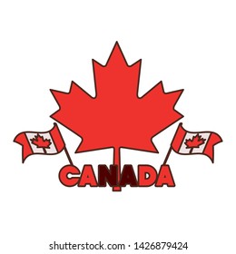 Maple leaf flag and canada symbol design
