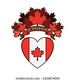 Maple leaf flag heart and canada symbol design