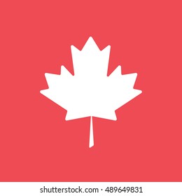 Maple Leaf Flat Icon On Red Background