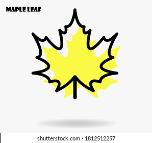 Maple leaf flat icon vector illustration template in memphis style.