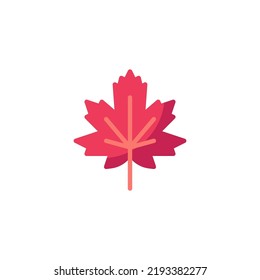 Maple leaf flat icon, vector sign, colorful pictogram isolated on white. Symbol, logo illustration. Flat style design