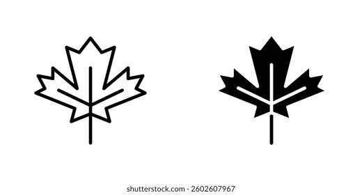 Maple Leaf flat Icons in line outline and flat solid style on white background