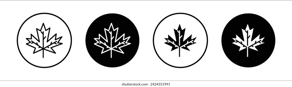 Maple Leaf Flat Line-Symbolsatz. Ahornblatt Dünne Linie Illustrationsvektor