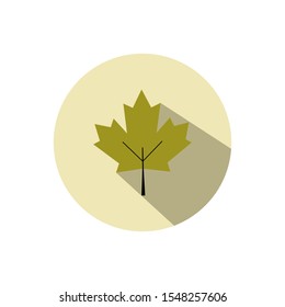 Maple leaf flat style icon with shadow isolated on white background