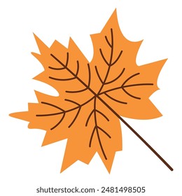 Maple leaf in a flat style is a symbol of the forest and tree species. The Nature tree logo on a transparent background. Minimalistic design.