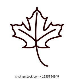 maple leaf foliage autumn nature vector illustration line icon style