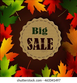 Maple leaf frame for seasonal sales on cardboard tag