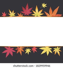 Maple leaf frame. Top and bottom decorations. Blank space in the center (black background)