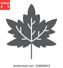 Icono de glifo de hoja de arce, tanque y natural, icono de vector de hoja de otoño, gráficos vectoriales, símbolo sólido de trazo editable, eps 10.